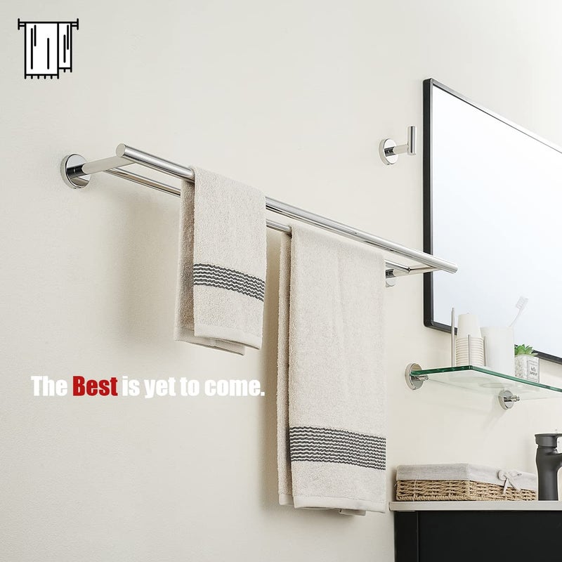 JQK Double Bath Towel Bar, 33 Inch 304 Stainless Steel Thicken 0.8mm Towel Rack for Bathroom, Towel Holder Polished Chrome Wall Mount, Useable Length 30 Inch, TB100L30-CH - Image 5